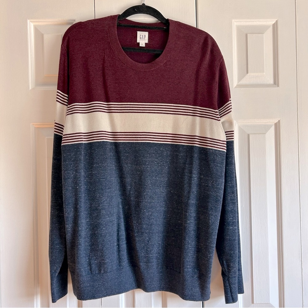 GAP Men's Crewneck Sweater Maroon and Dark Blue XL